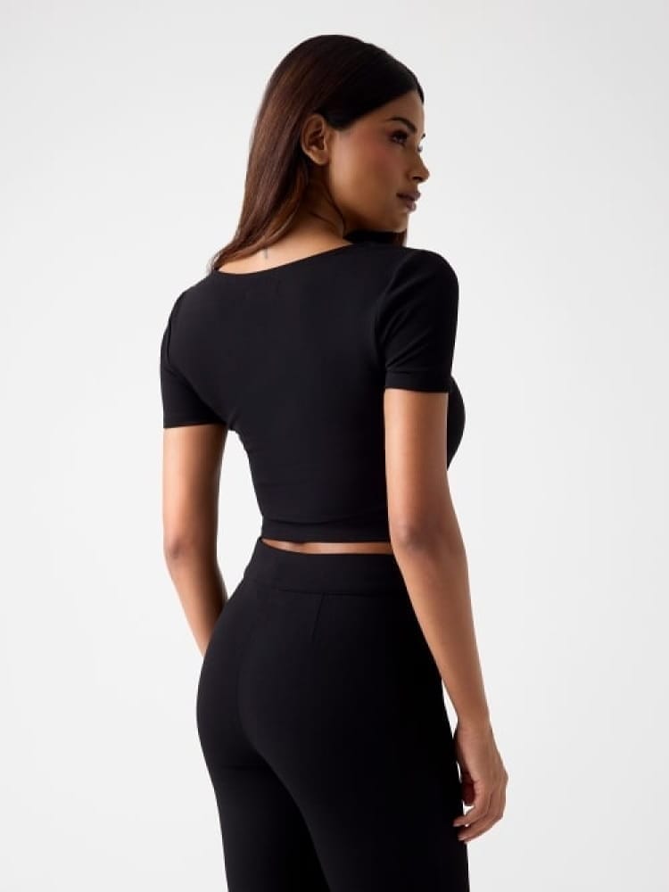 Guess tshirt nera donna bottoni gioiello