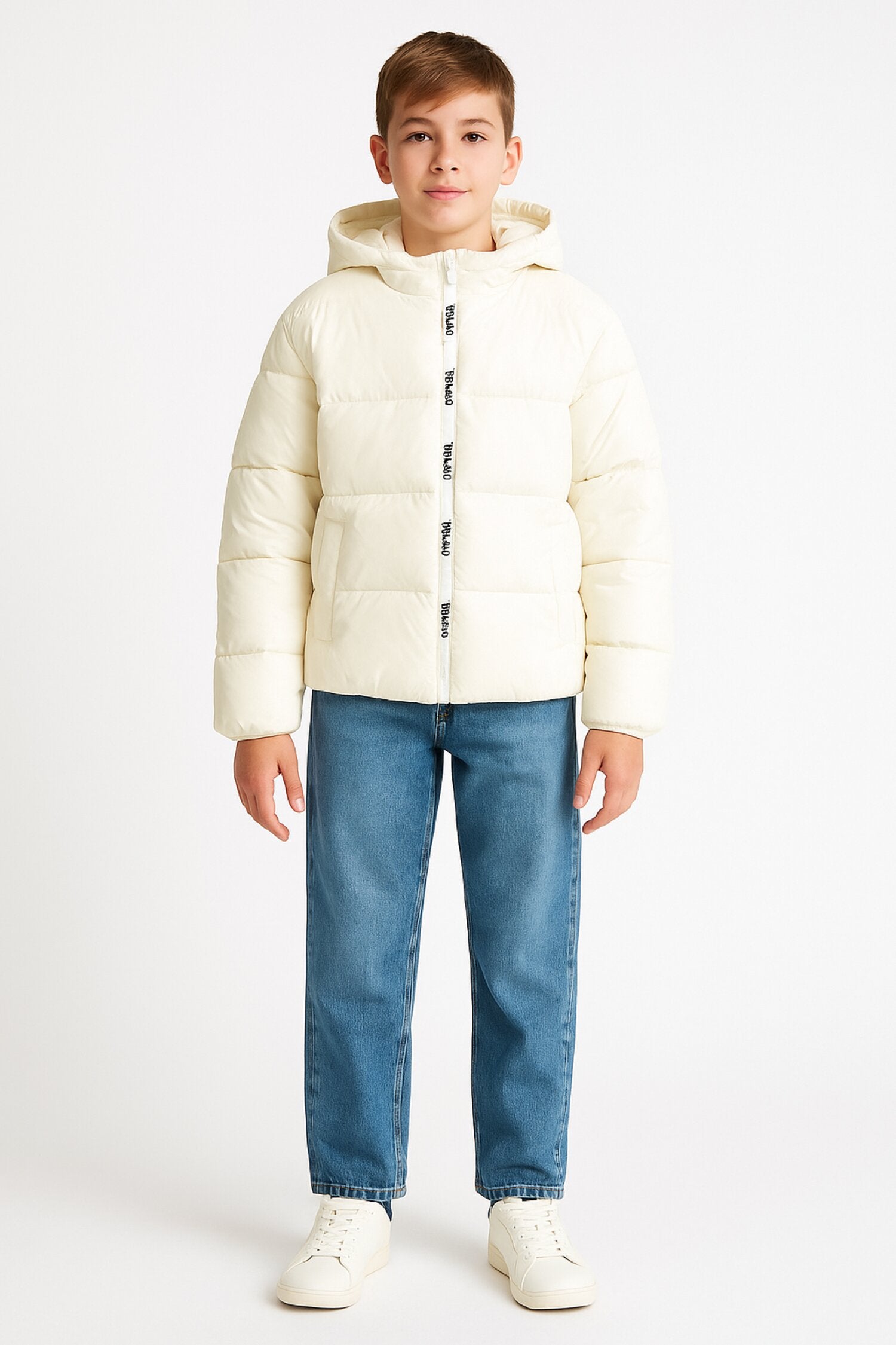 Disclaimer Giubbotto Bianco Bambino In Nylon Con Cappuccio Sportivo AI25