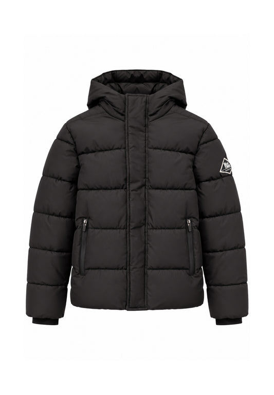 Roy Roger's GIUBBOTTO NERO CON CAPPUCCIO E LOGO BRACCIO Bambini e ragazzi RX402/00.NE_