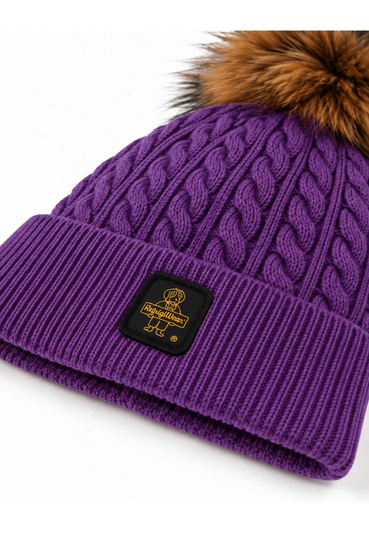 REFRIGIWEAR CAPPELLO A TRECCIA CON LOGO PATCH E POMPOM Bambine e ragazze RG2615FW26_
