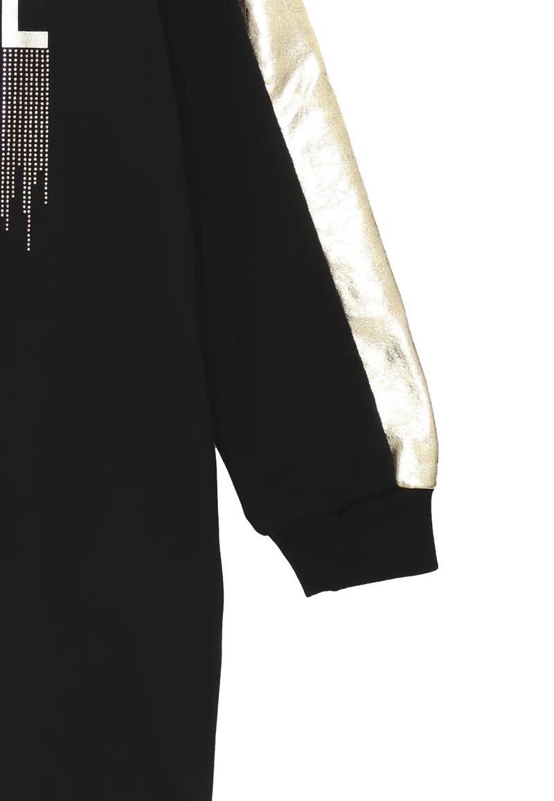 Gaelle Paris Vestito Nero Bambina In Cotone Girocollo Sportivo AI25