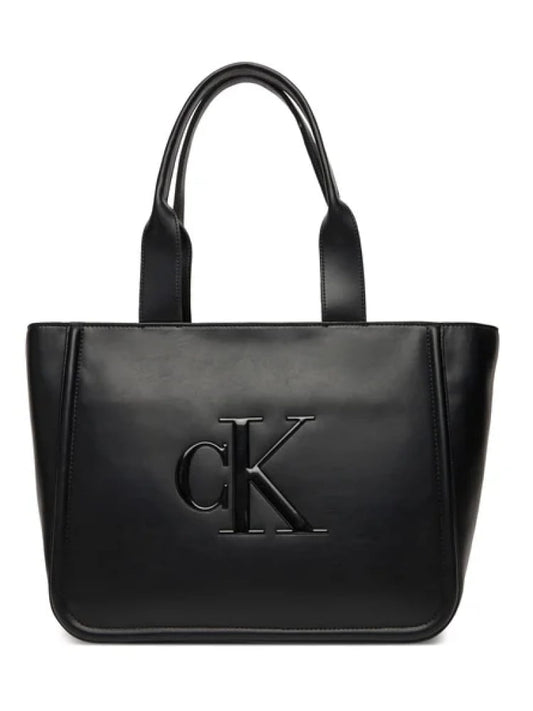Calvin Klein borsa a tracolla donna nera in ecopelle con maxi logo Donna | Misure: 48 x 28 x 17 cm