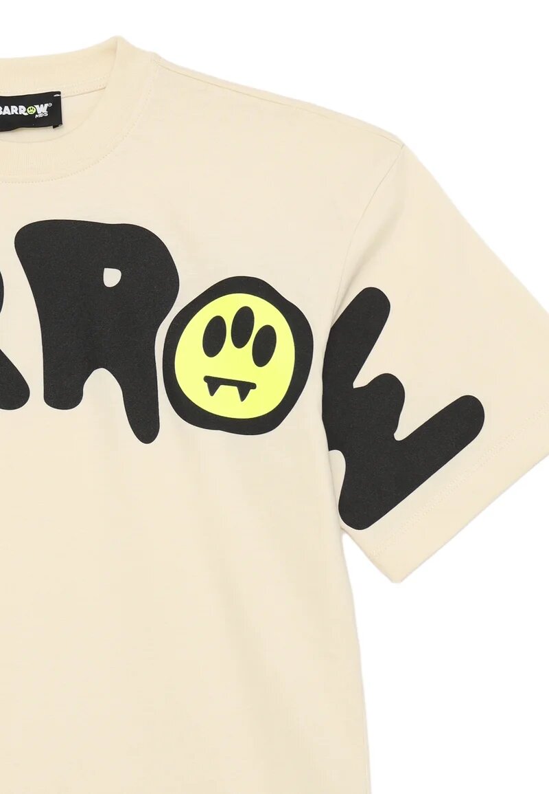 Barrow Tshirt Panna Bambino In Cotone Maniche Corte Fit Sportivo AI 25