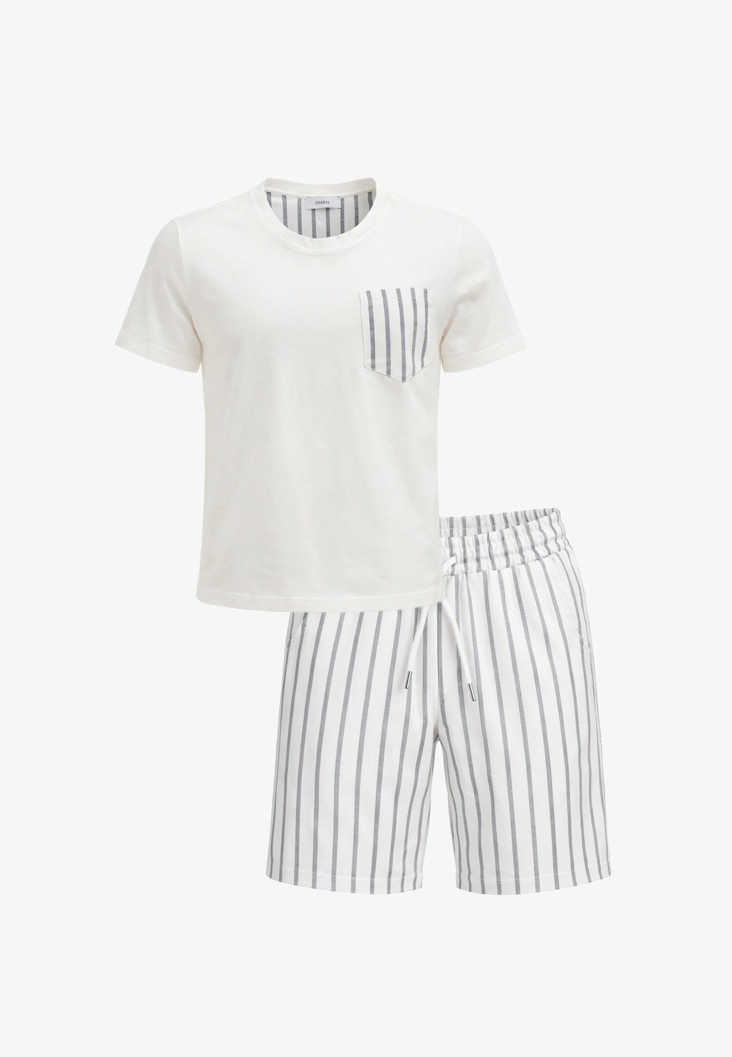 Overd Completo Panna a Righe Bambino Maniche Corte - 261327+261324_