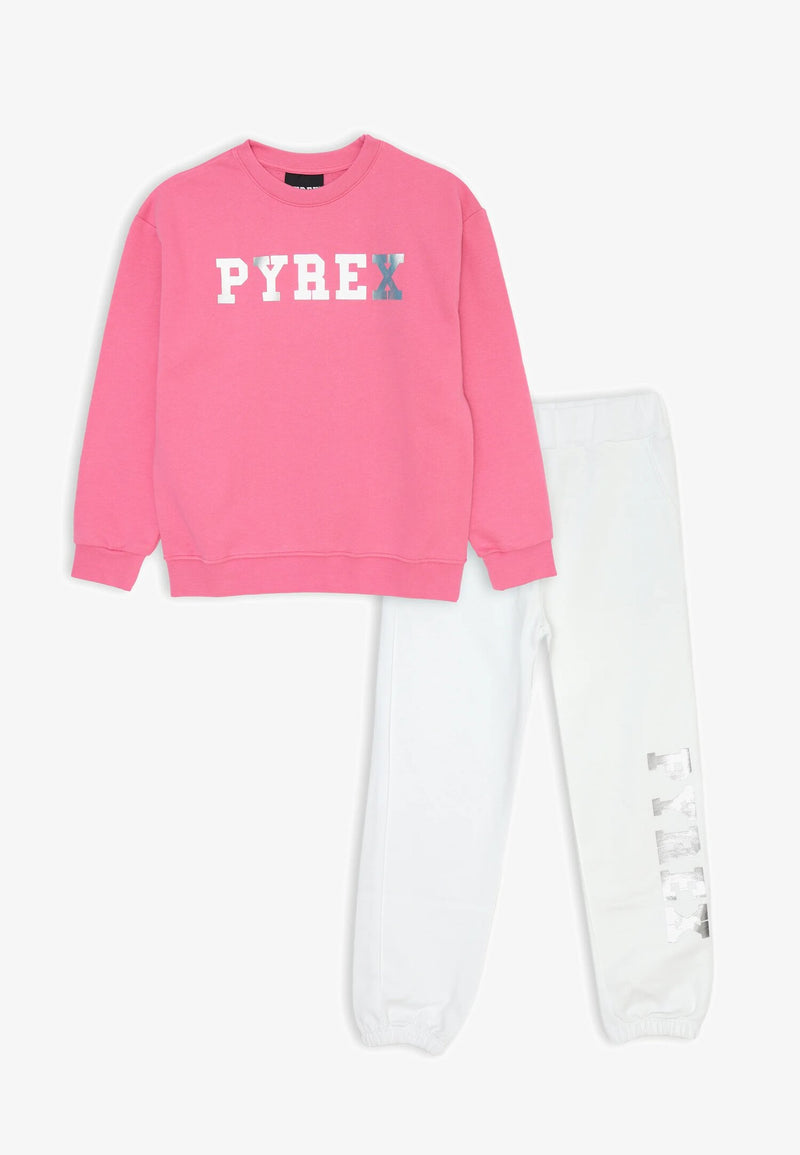 Tuta ragazza felpa e pantalone rosa bianco Pyrex - BIANCO | CammarataMode