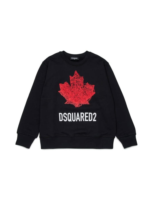 Dsquared felpa kids/junior girocollo con logo in cotone nero Bambino