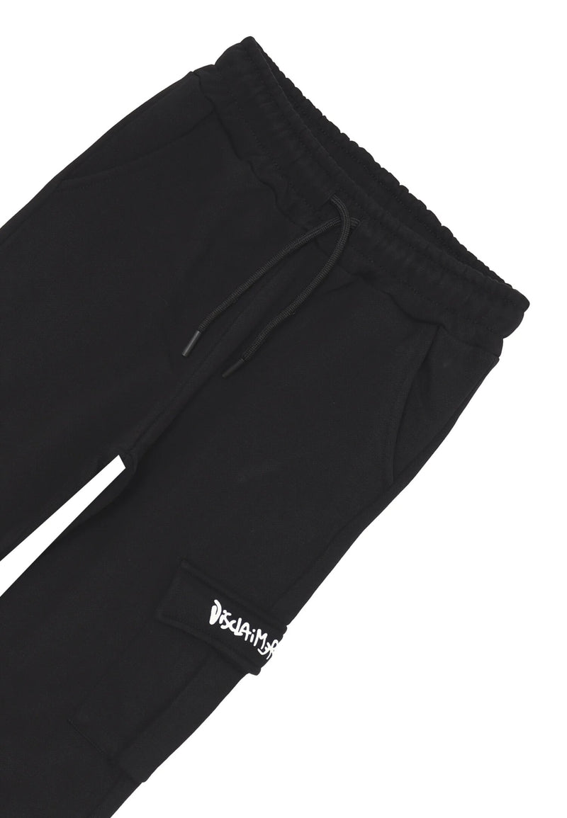 Disclaimer pantaloni cargo bambino neri cotone inverno tasche laterali - NERO | CammarataMode