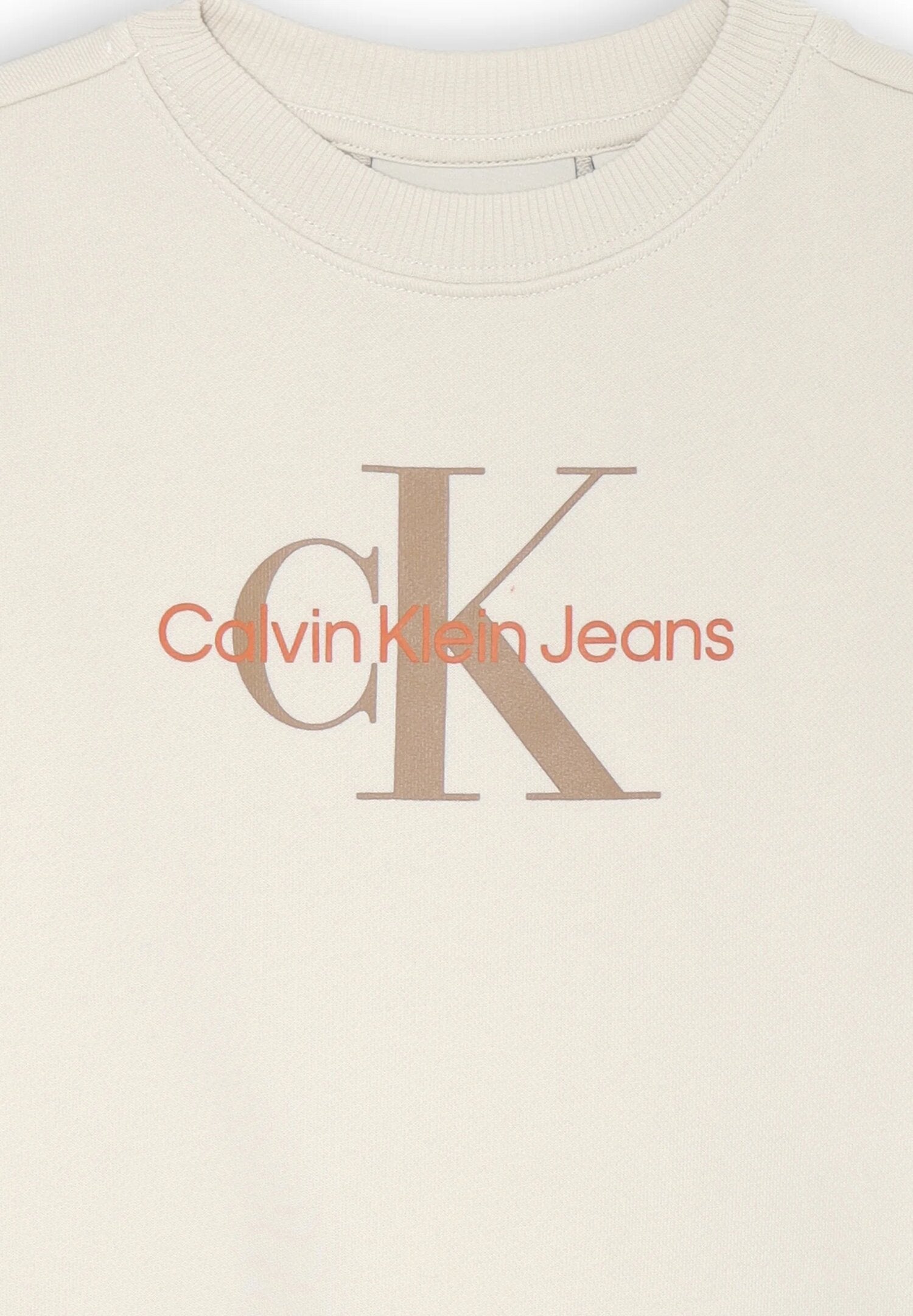 Calvin Klein felpa beige unisex bambino cotone stampa CK junior 2025 | CammarataMode
