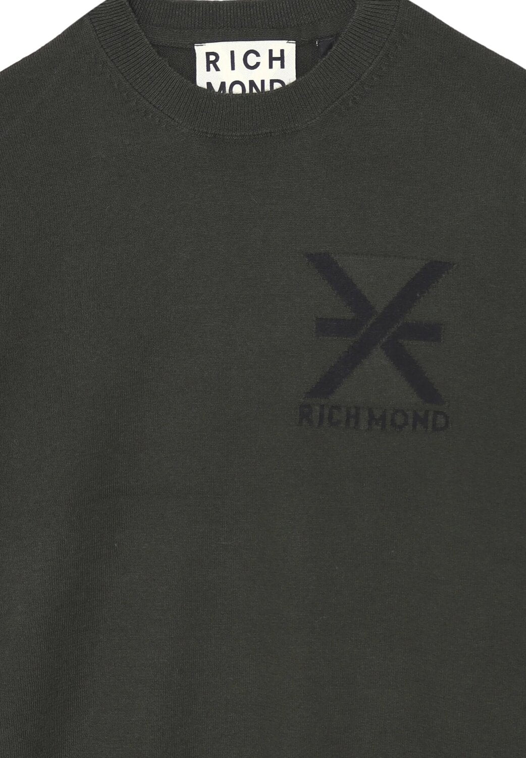John Richmond maglione uomo verde lana logo a contrasto | CammarataMode