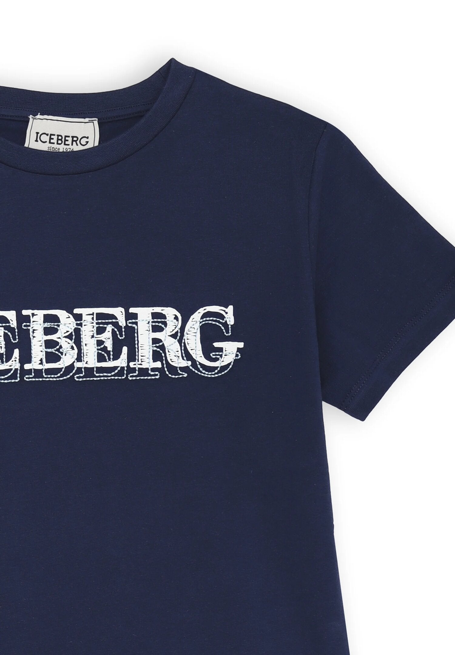 Maglietta blu ICEBERG bambino logo stampato fronte estate 2025 regular fit | CammarataMode