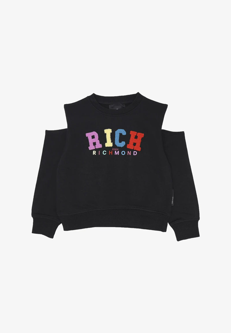John Richmond Felpa Bambina Black 2-16 anni Logo Paillettes - NERO | CammarataMode