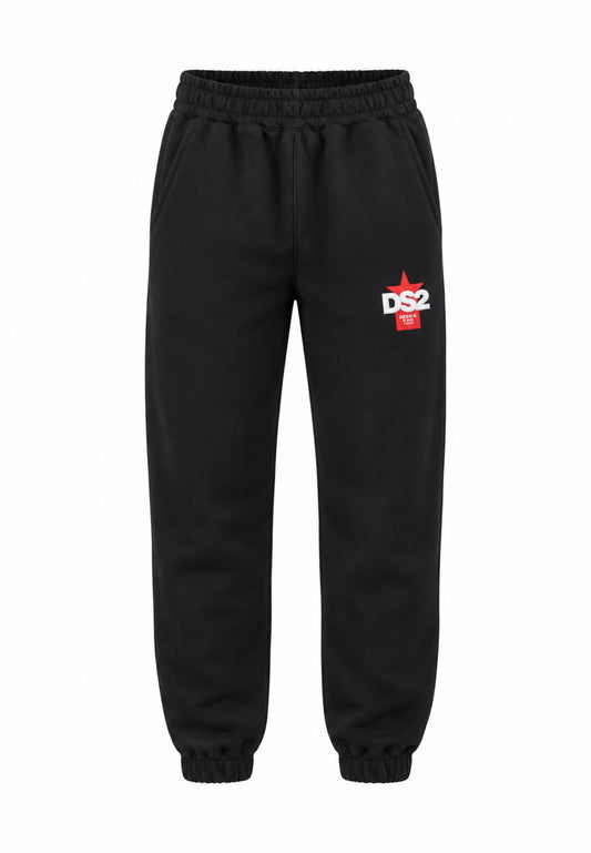 DS2 PANTALONE NERO TUTA CON BANDA ORIZZONTALE ROSSA Bambini e ragazzi F62K268.NE_