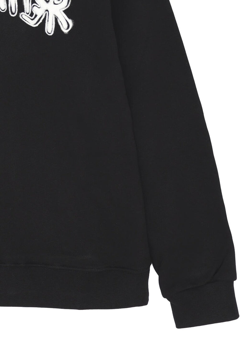 Disclaimer felpa con cappuccio bambino nera cotone inverno logo bianco - NERO | CammarataMode