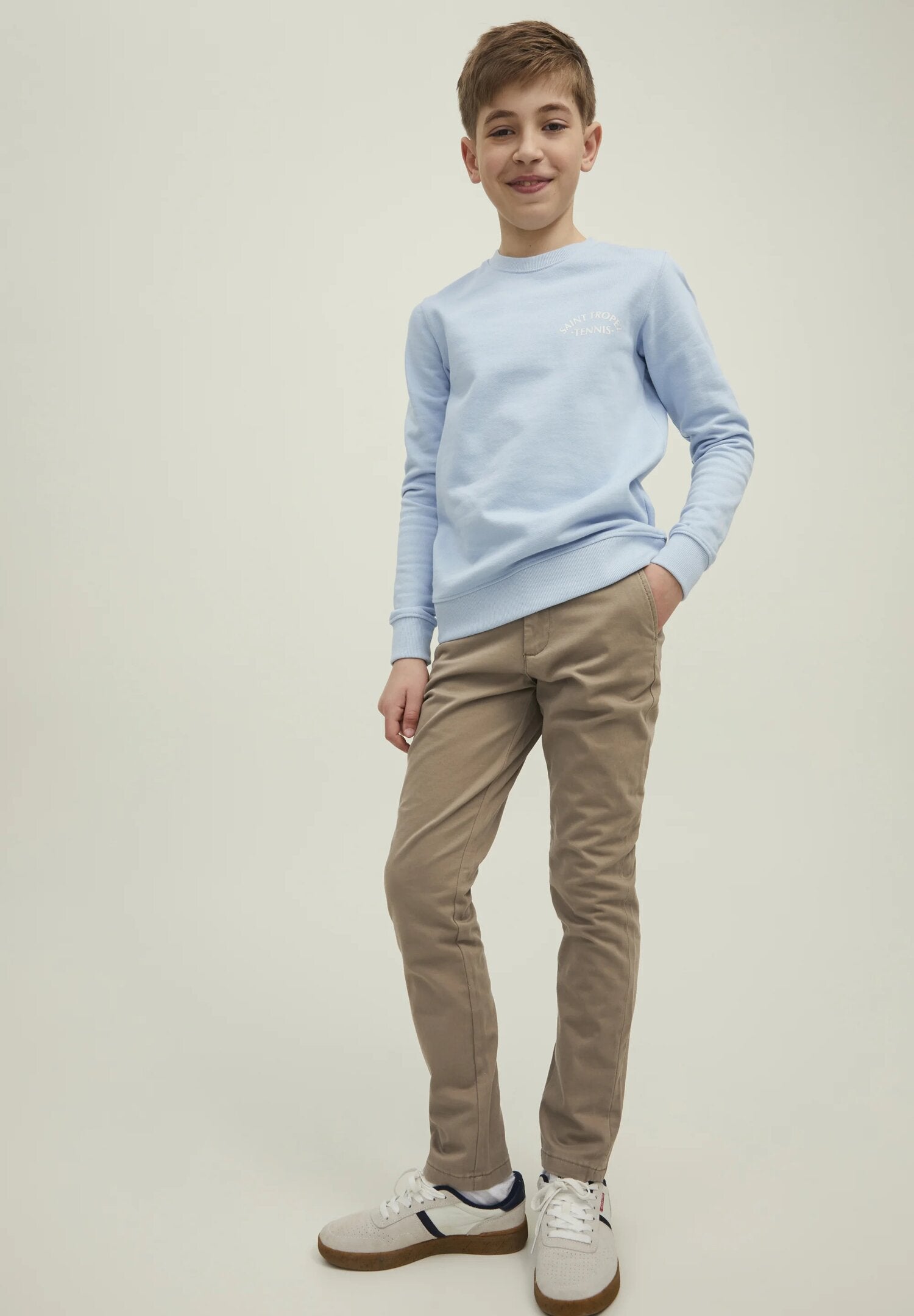 Jack & Jones chino slim fit bambino beige cotone elasticizzato elegante