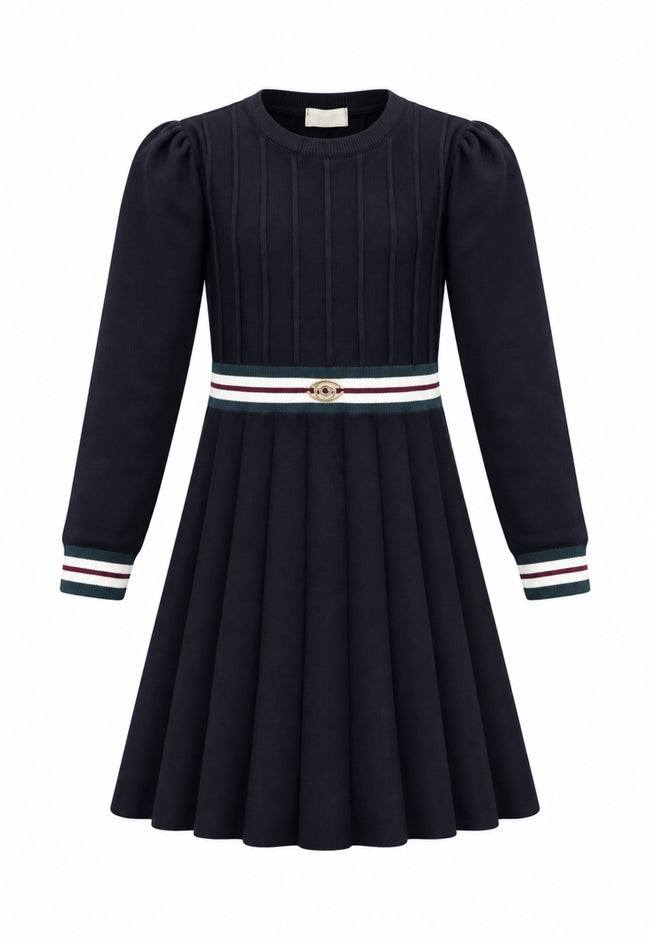 Gabriella Gucci VESTITO IN MAGLIA CON MANICHE LUNGHE E GONNA A PIEGHE Bambine e ragazze GK309.NE_