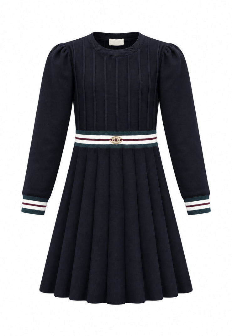 Gabriella Gucci VESTITO IN MAGLIA CON MANICHE LUNGHE E GONNA A PIEGHE Bambine e ragazze GK309.NE_