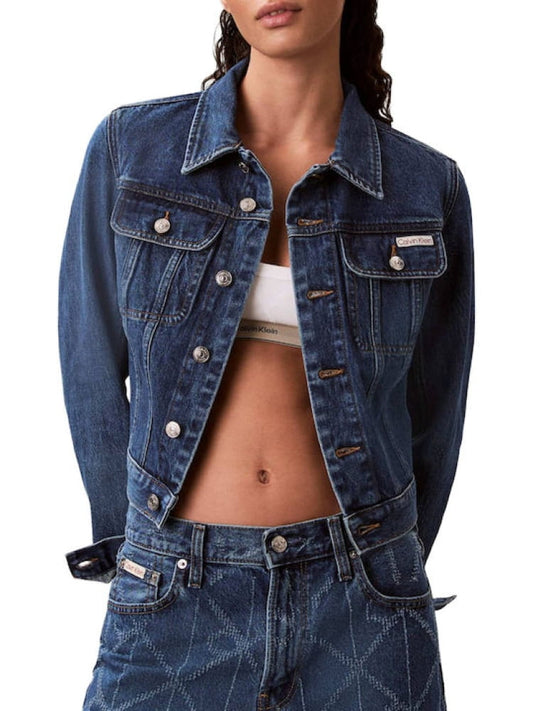 Calvin Klein giubbotto in denim donna mini logo