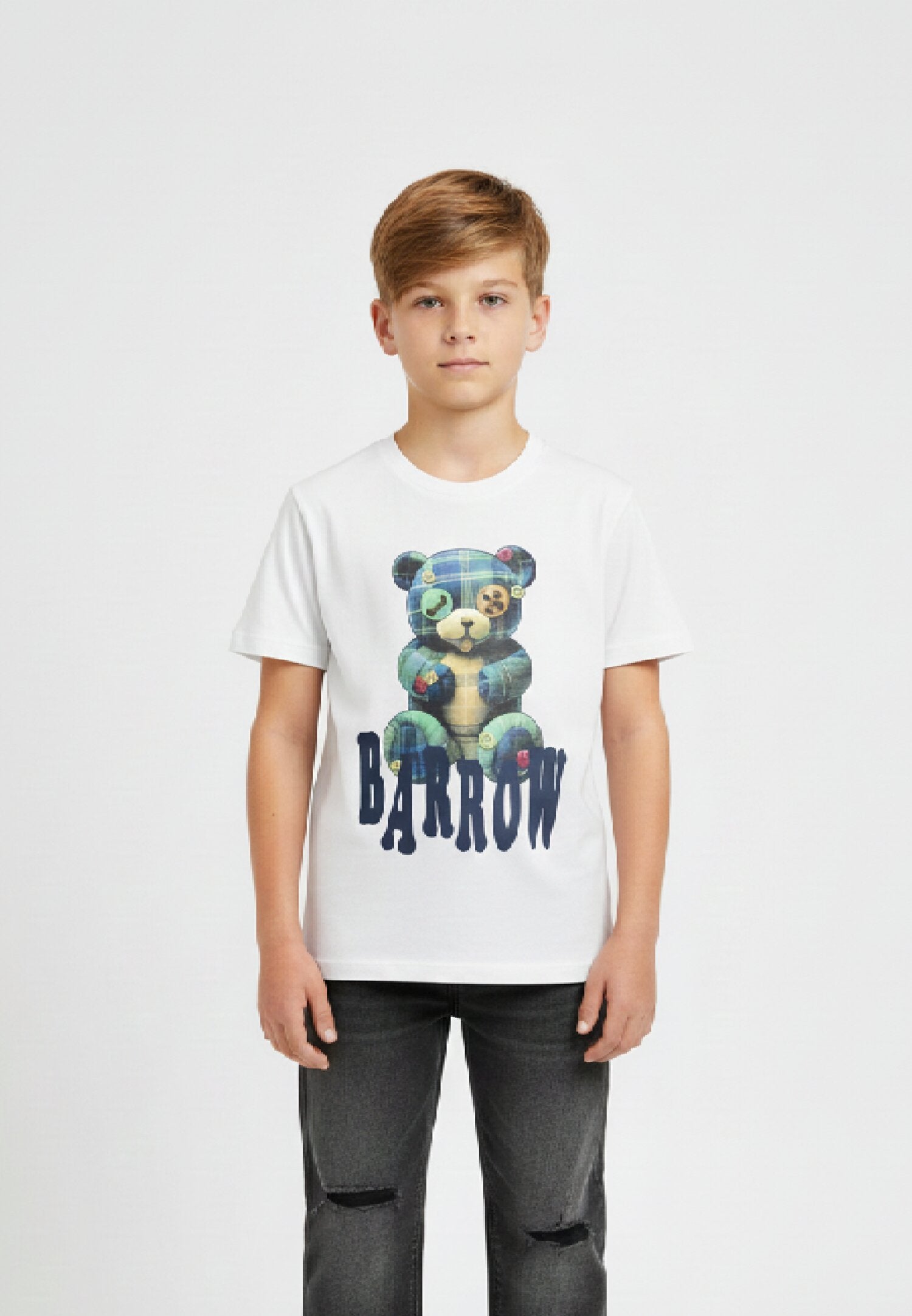 Barrow Tshirt Bianca Bambino In Cotone Maniche Corte Sportivo AI 25