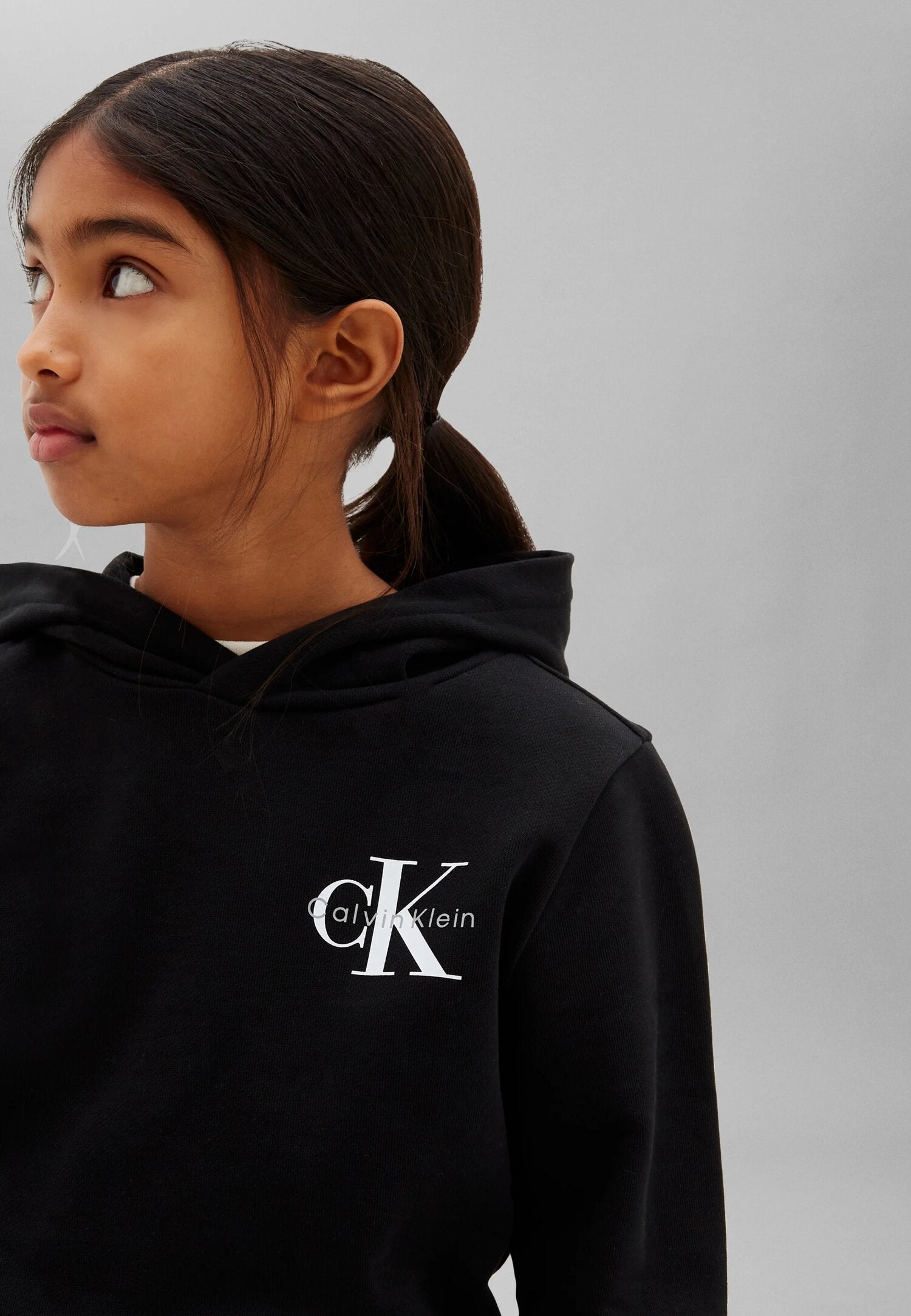 Calvin Klein Felpa Nera Con Capuccio Logo Ck Bambino LV1CKTJB08BEH_