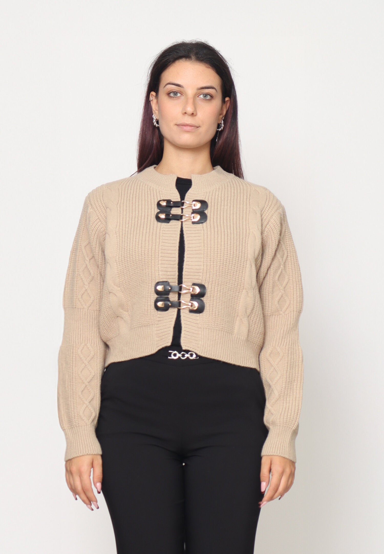 Monte Cervino Maglione Beige Donna In Lana Girocollo Elegante AI25