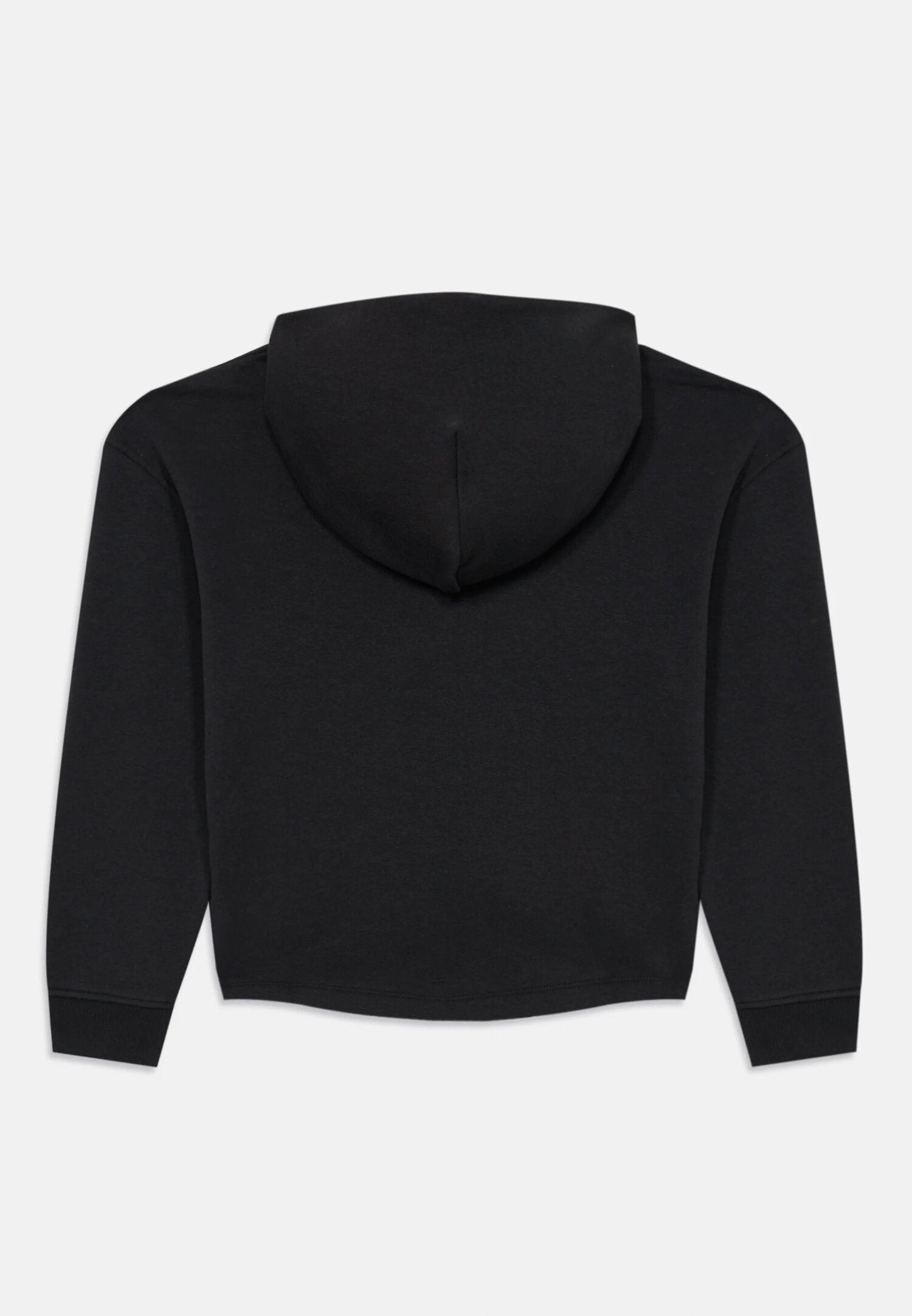 Calvin Klein Felpa Corta Nera Bambina In Cotone Con Cappuccio Sportivo AI25
