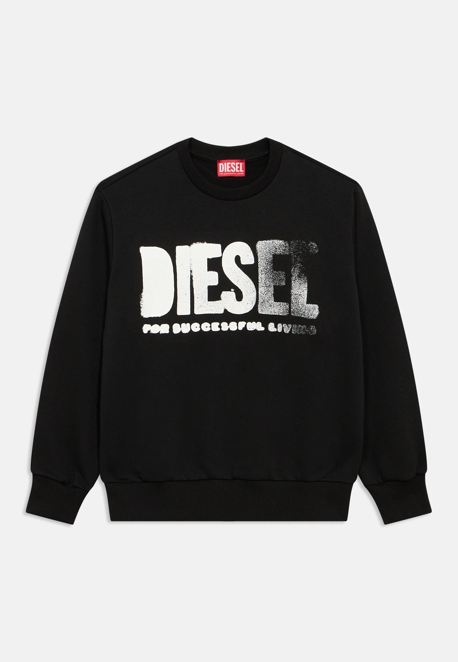 Diesel Felpa Nera Bambino In Cotone Girocollo Sportivo PE26