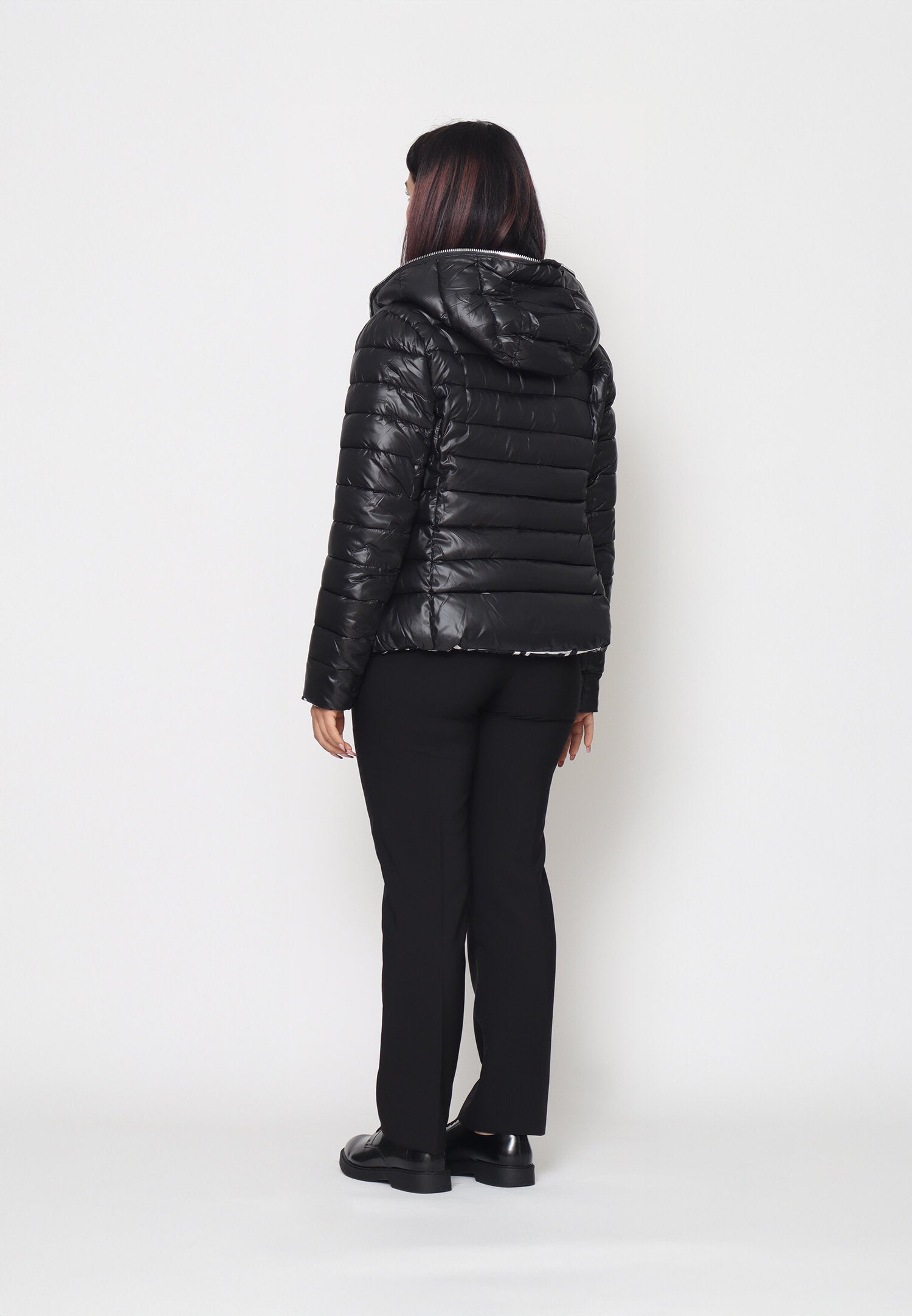 Monte Cervino Giubbotto Nero Donna In Nylon Con Cappuccio Mezza Stagione AI25