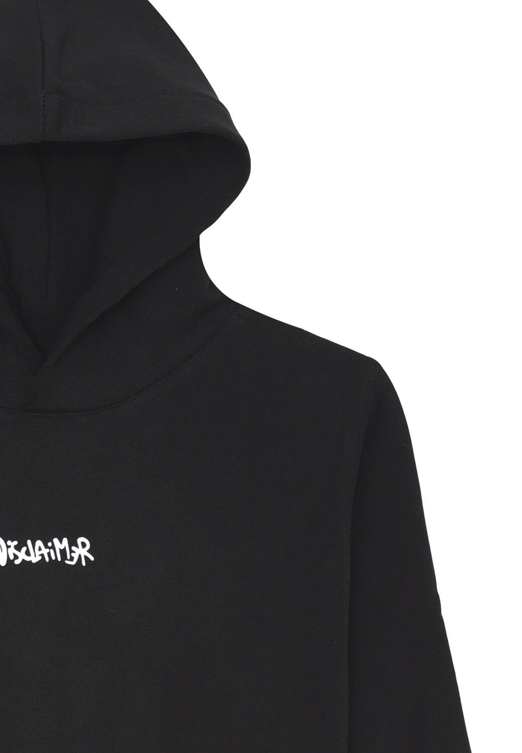 Disclaimer felpa con cappuccio bambino nera cotone inverno logo bianco