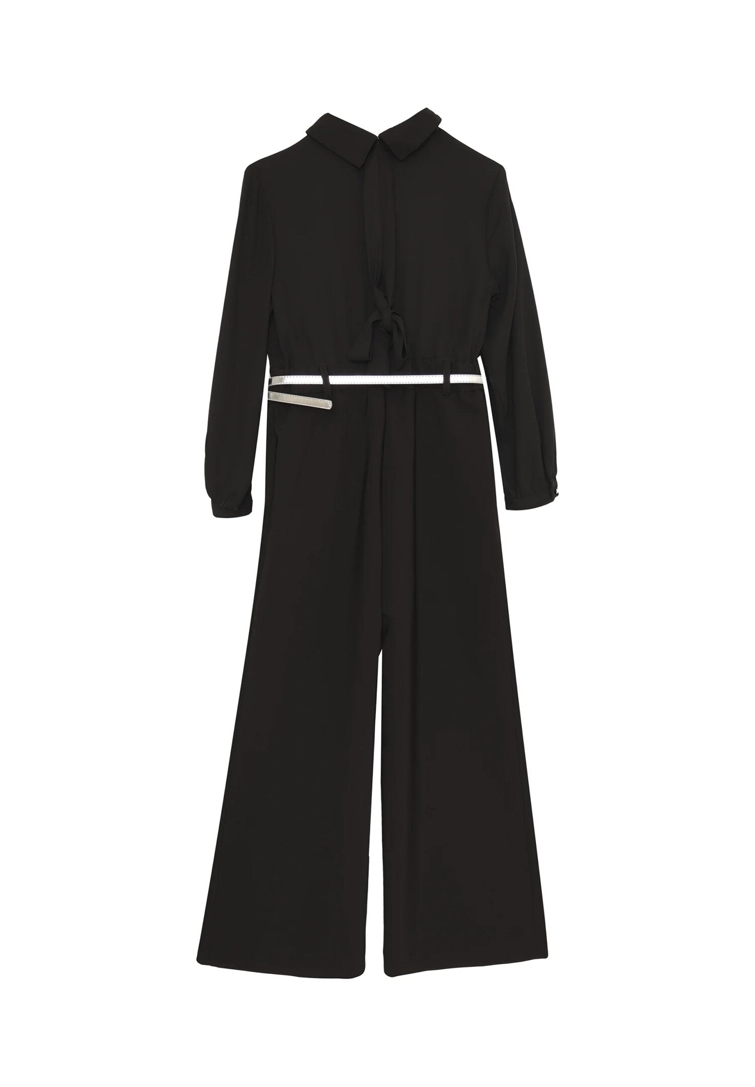 Kocca tuta jumpsuit nera bambina e ragazza con cintura elegante