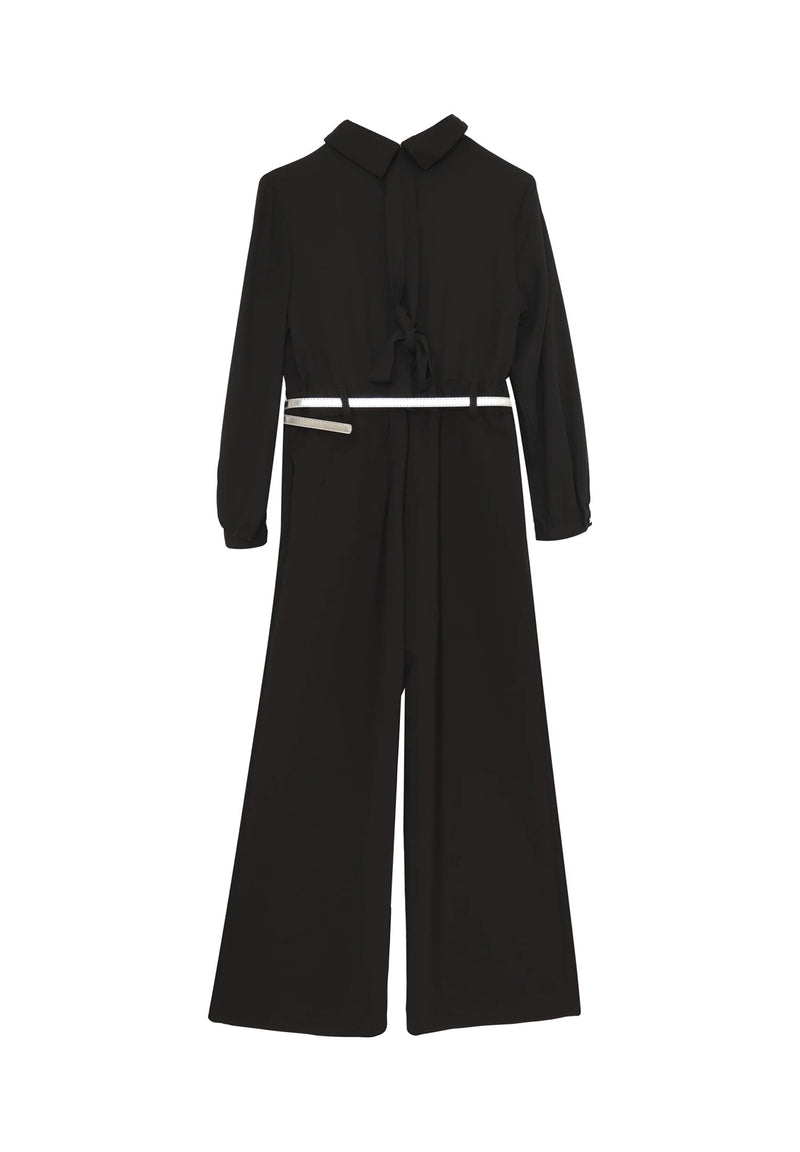 Kocca tuta jumpsuit nera bambina e ragazza con cintura elegante - NERO | CammarataMode