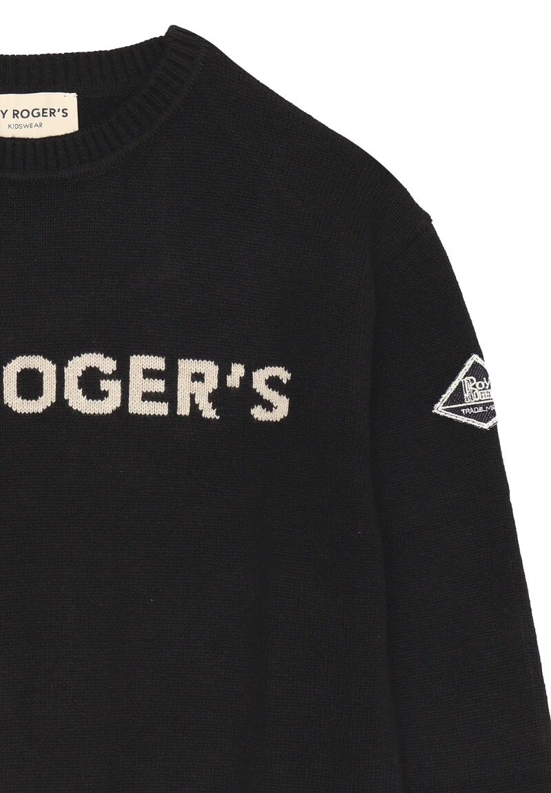 Roy Rogers maglione bambino e ragazzo nero cotone e lana logo