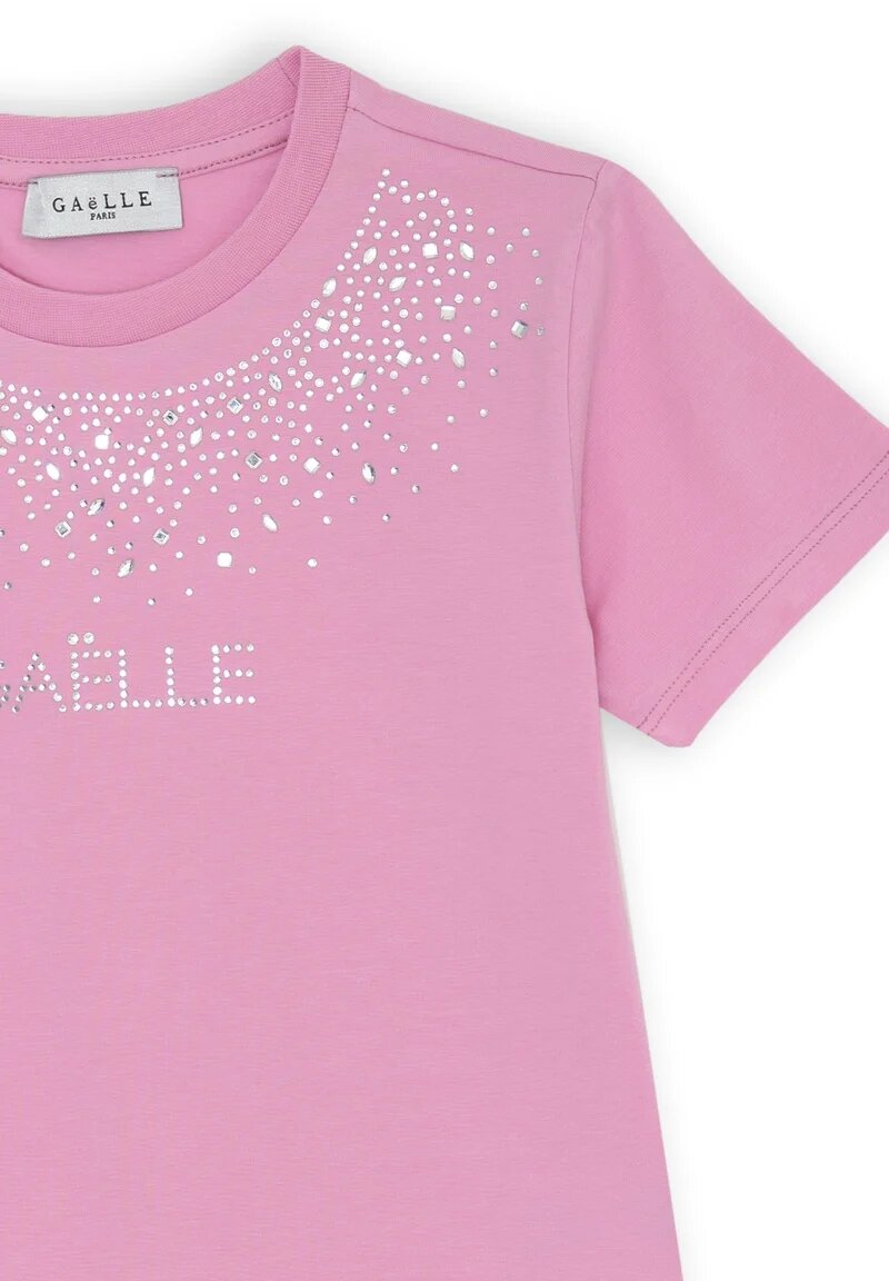 T-shirt Gaelle Paris rosa con strass, bambina e ragazza - ROSA | CammarataMode