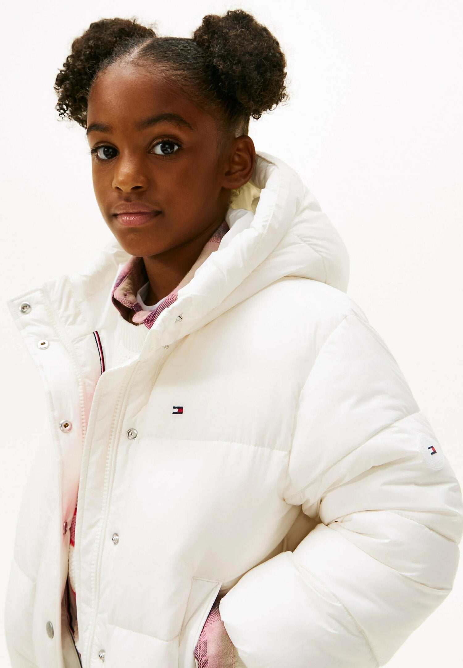 Tommy Hilfiger Giubotto Bianco Bambina In Nylon Con Cappuccio | Quotidiano AI25 | CammarataMode
