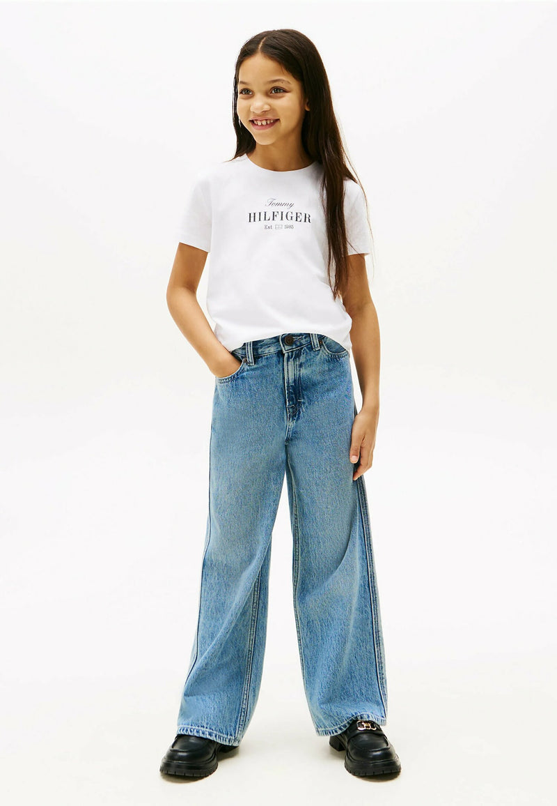 Tommy Hilfiger T-shirt Bianca Bambina Kids Junior Stampa Logo - BIANCO | CammarataMode