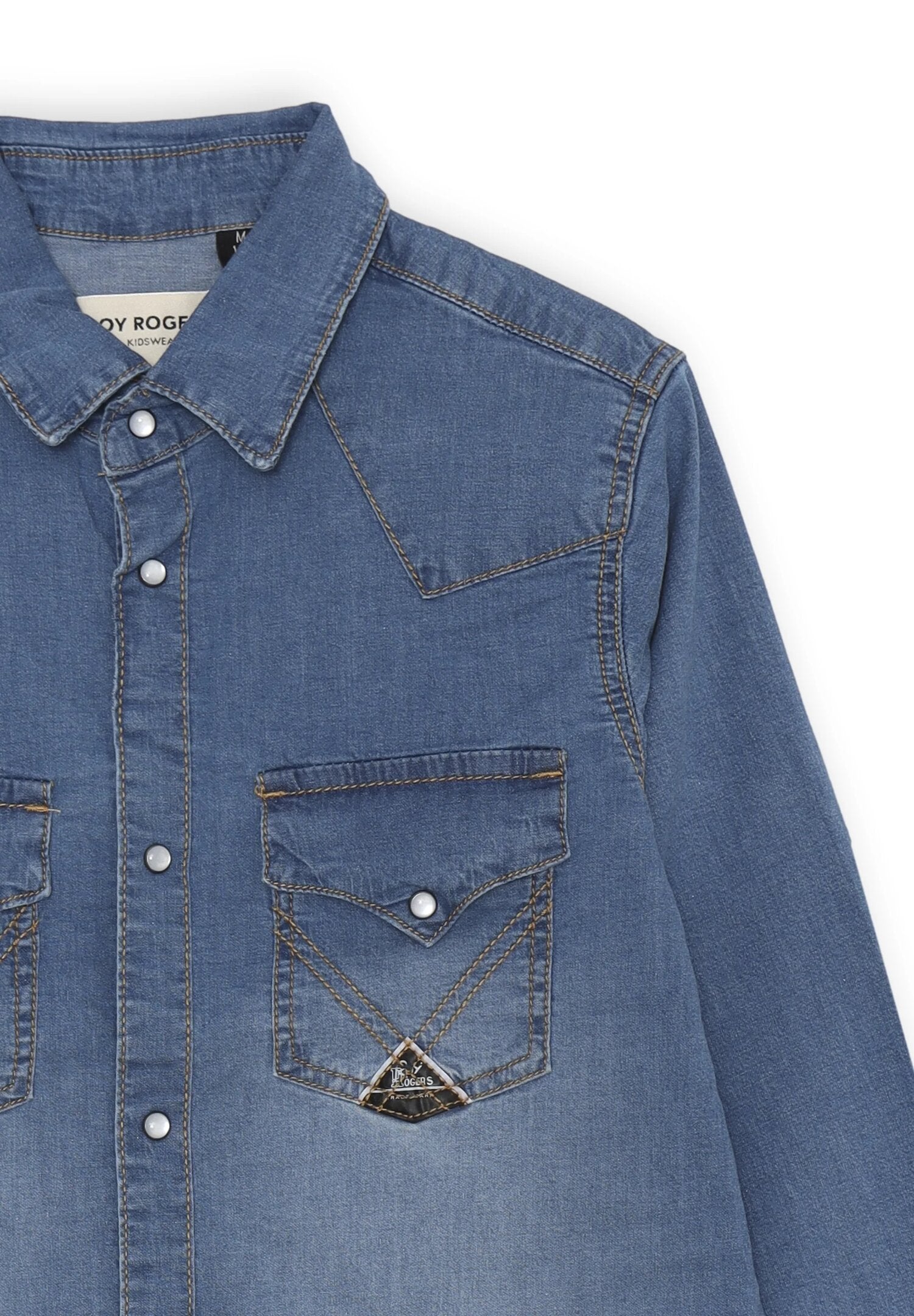 Camicia denim Roy Rogers bambino maniche lunghe regular fit blu | CammarataMode