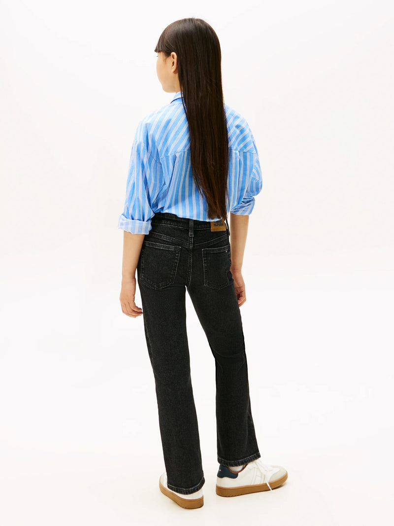 Tommy Hilfiger jeans flare neri bambina ragazza in denim elasticizzato - NERO | CammarataMode