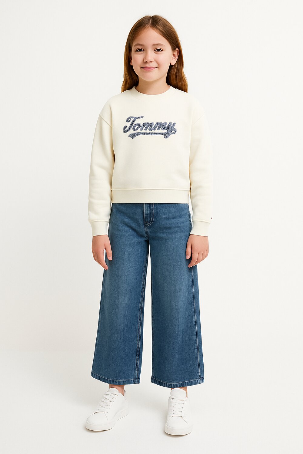 Tommy Hilfiger Felpa Script con Paillettes da Bambina
