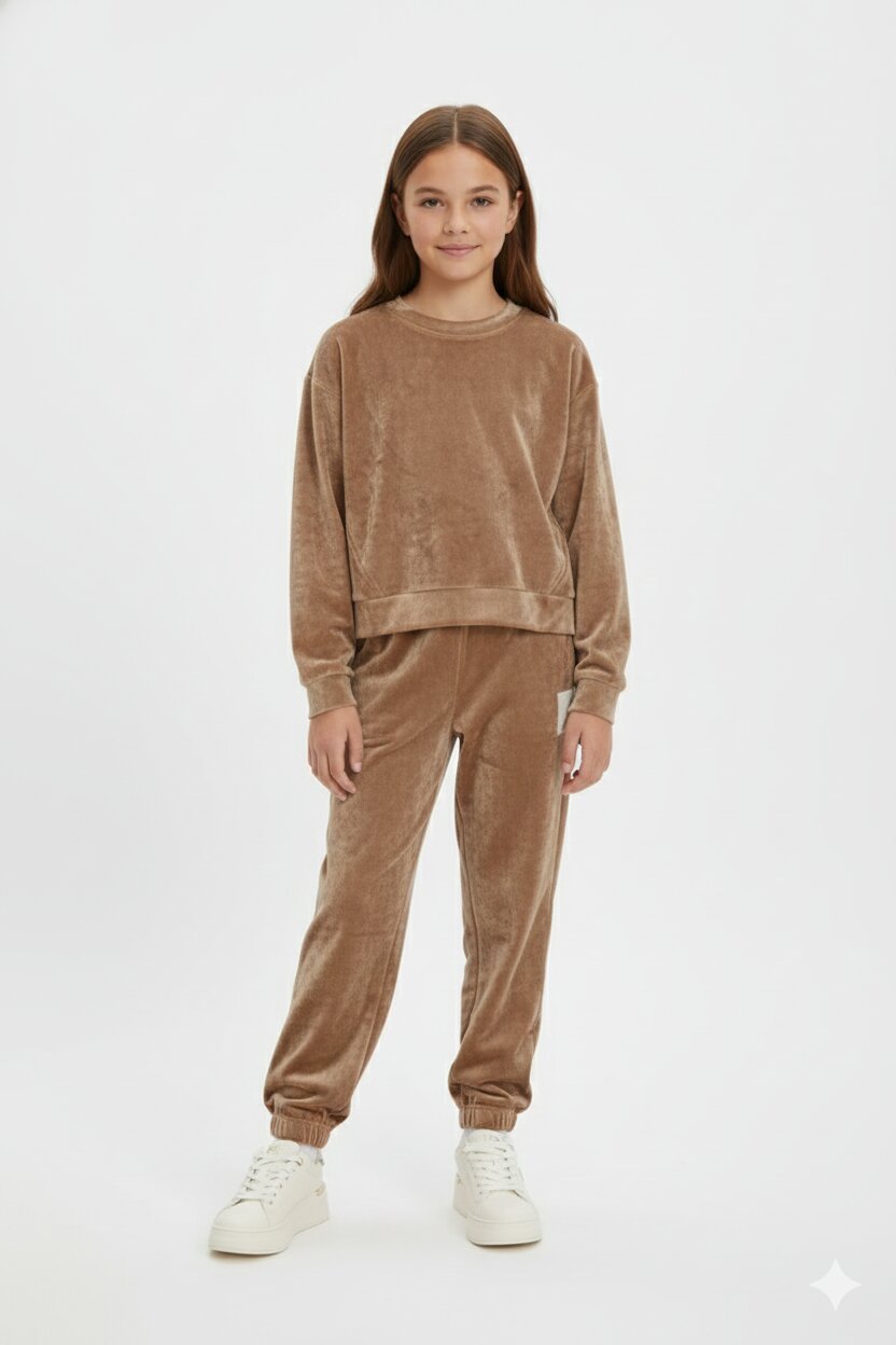 Dimensione Danza Completo Ciniglia Cammello Bambina Girocollo AI25