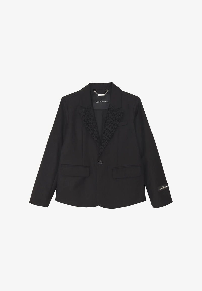 John Richmond blazer bambino nero elegante 8-16 anni dettagli raso - NERO | CammarataMode