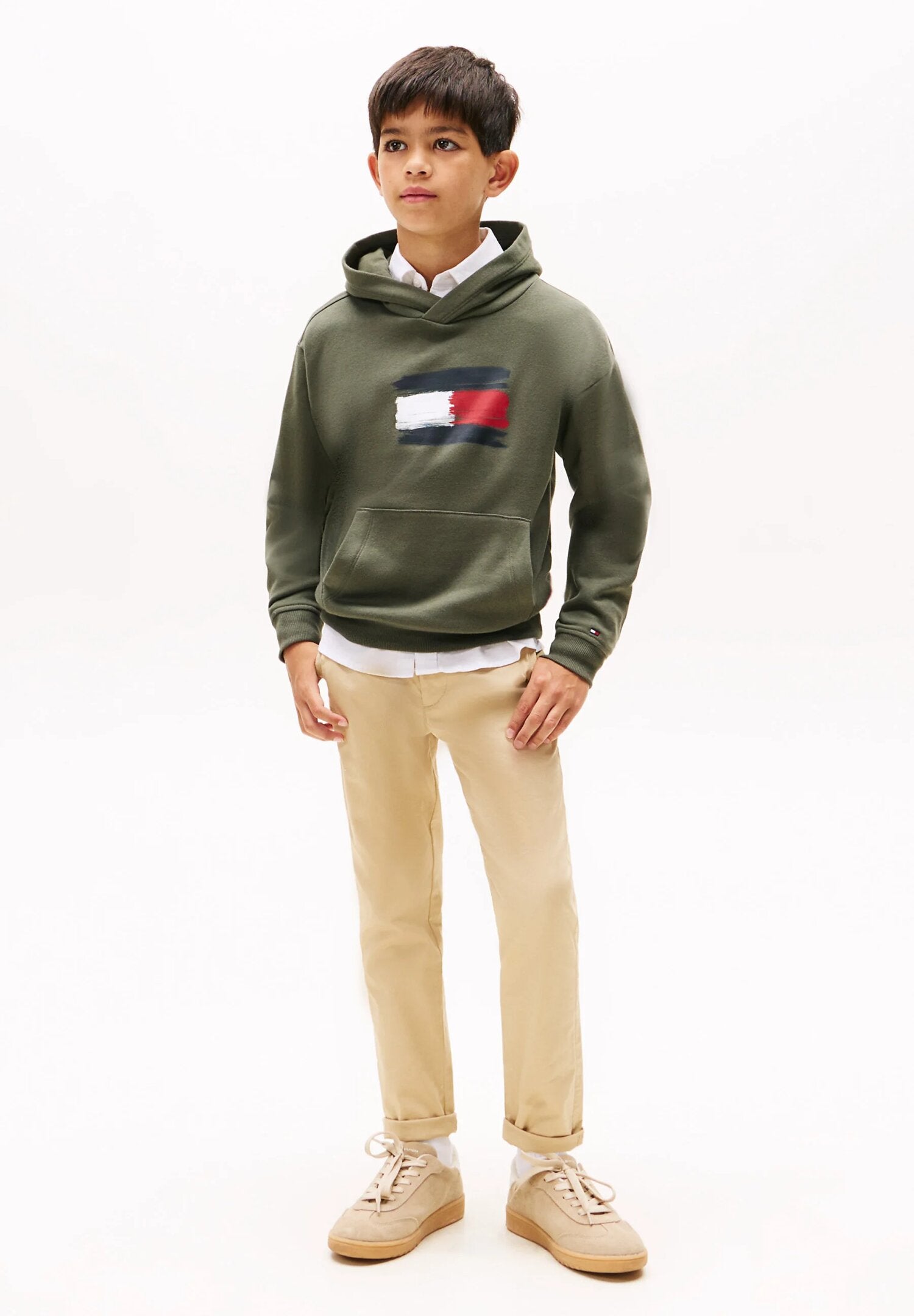 TOMMY HILFIGER – Felpa Bambino con Cappuccio e Logo FLAG