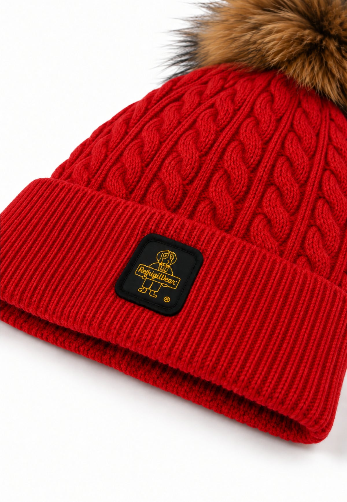 REFRIGIWEAR CAPPELLO A TRECCIA CON LOGO PATCH E POMPOM Bambine e ragazze RG2615FW26_