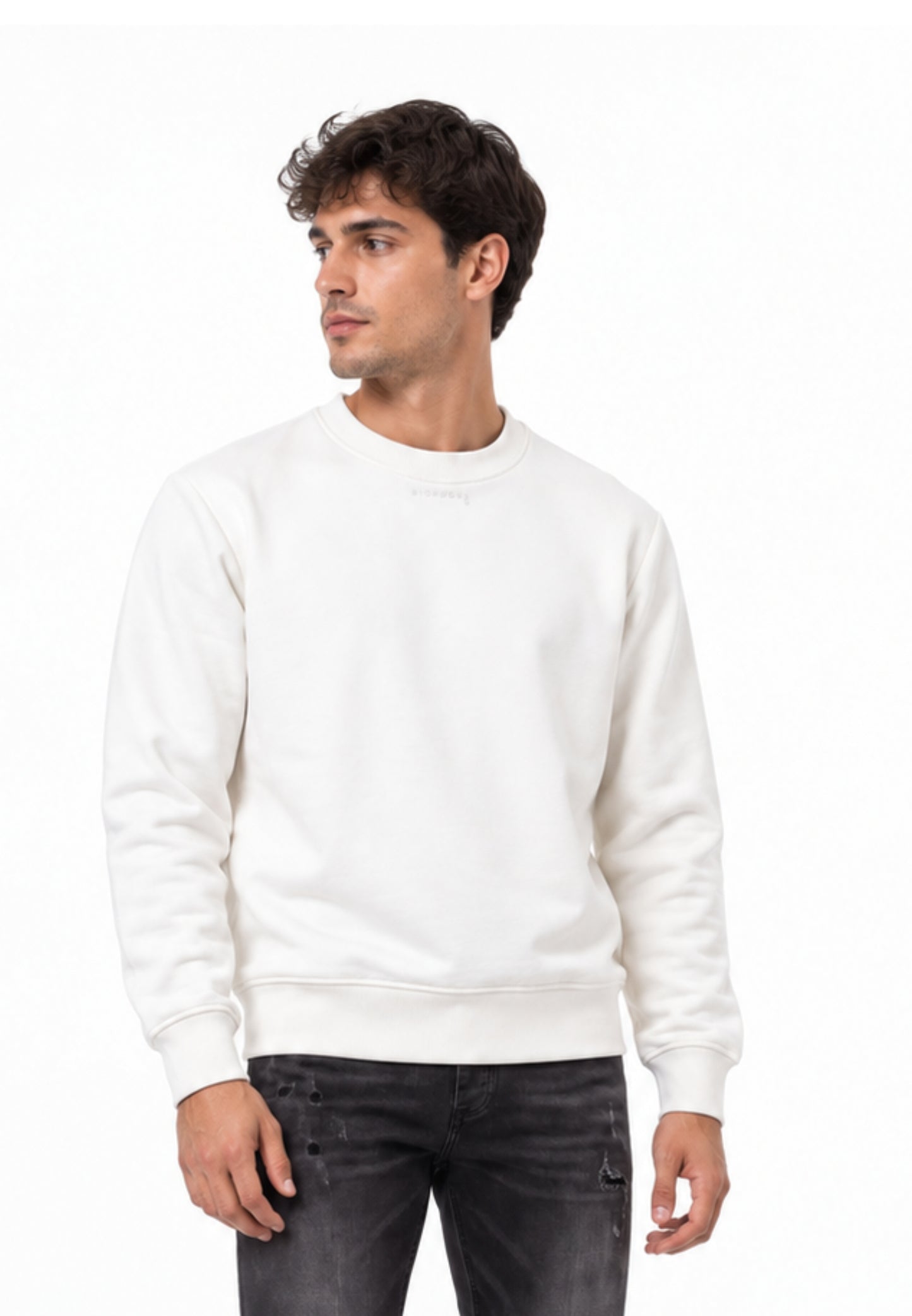 John Richmond FELPA PANNA A GIROCOLLO CON MINI LOGO Uomo UMA26030FE.PANNA_