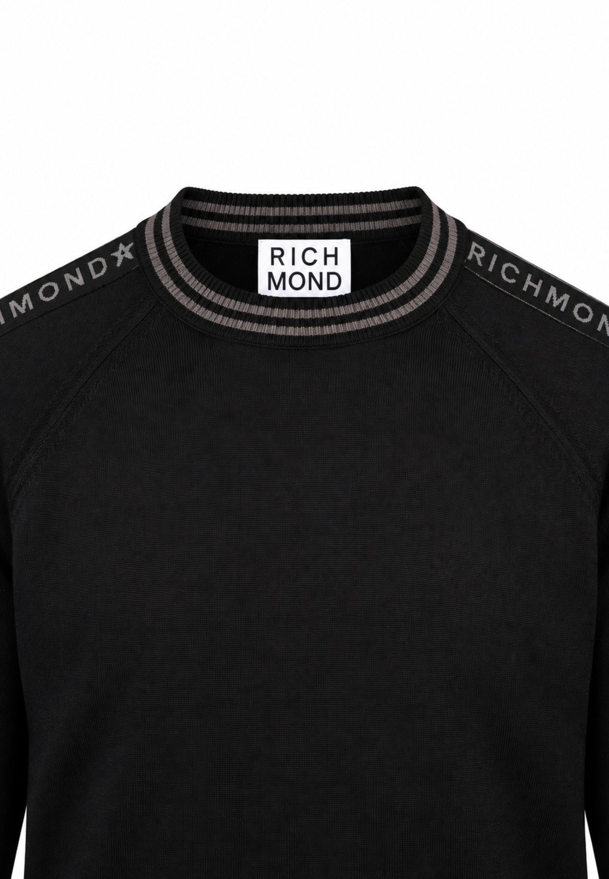 John Richmond MAGLIONE MARRONE CON BANDE LOGATE A CONTRASTO Uomo UMA26041MA.NE_