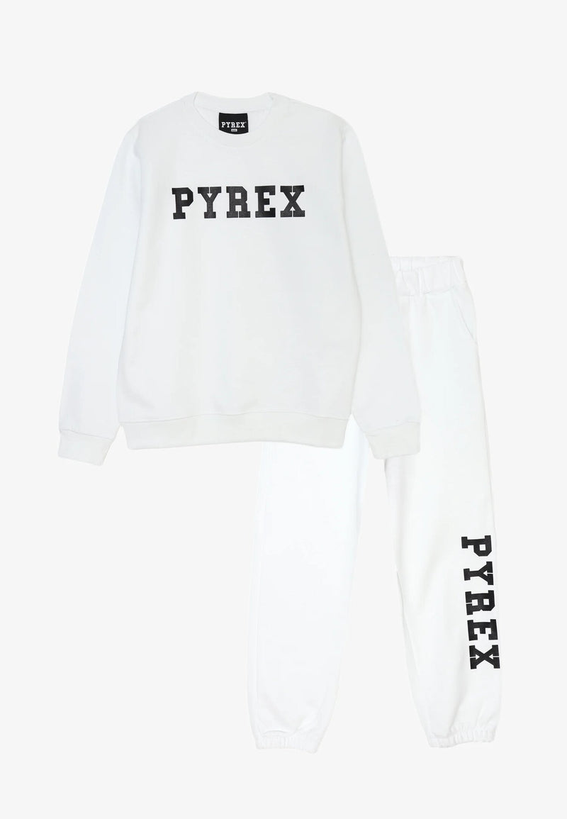 Pyrex White Tracksuit Children and Boys 8-16 Years in Cotton - WHITE | CammarataMode