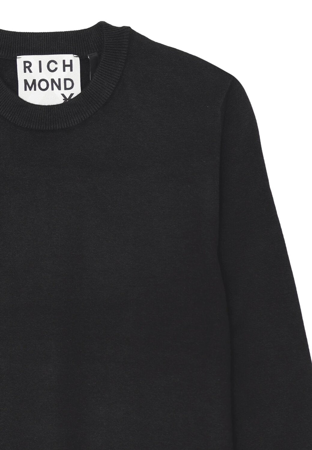 John Richmond maglia uomo lana nera collo tondo polsini logo | CammarataMode