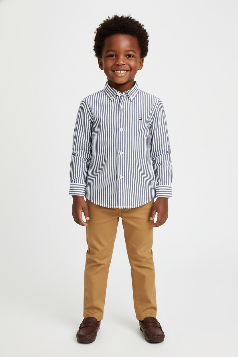 Tommy Hilfiger Pantalone Chino Sabbia Bambino In Cotone Slim Fit Elegante PE26