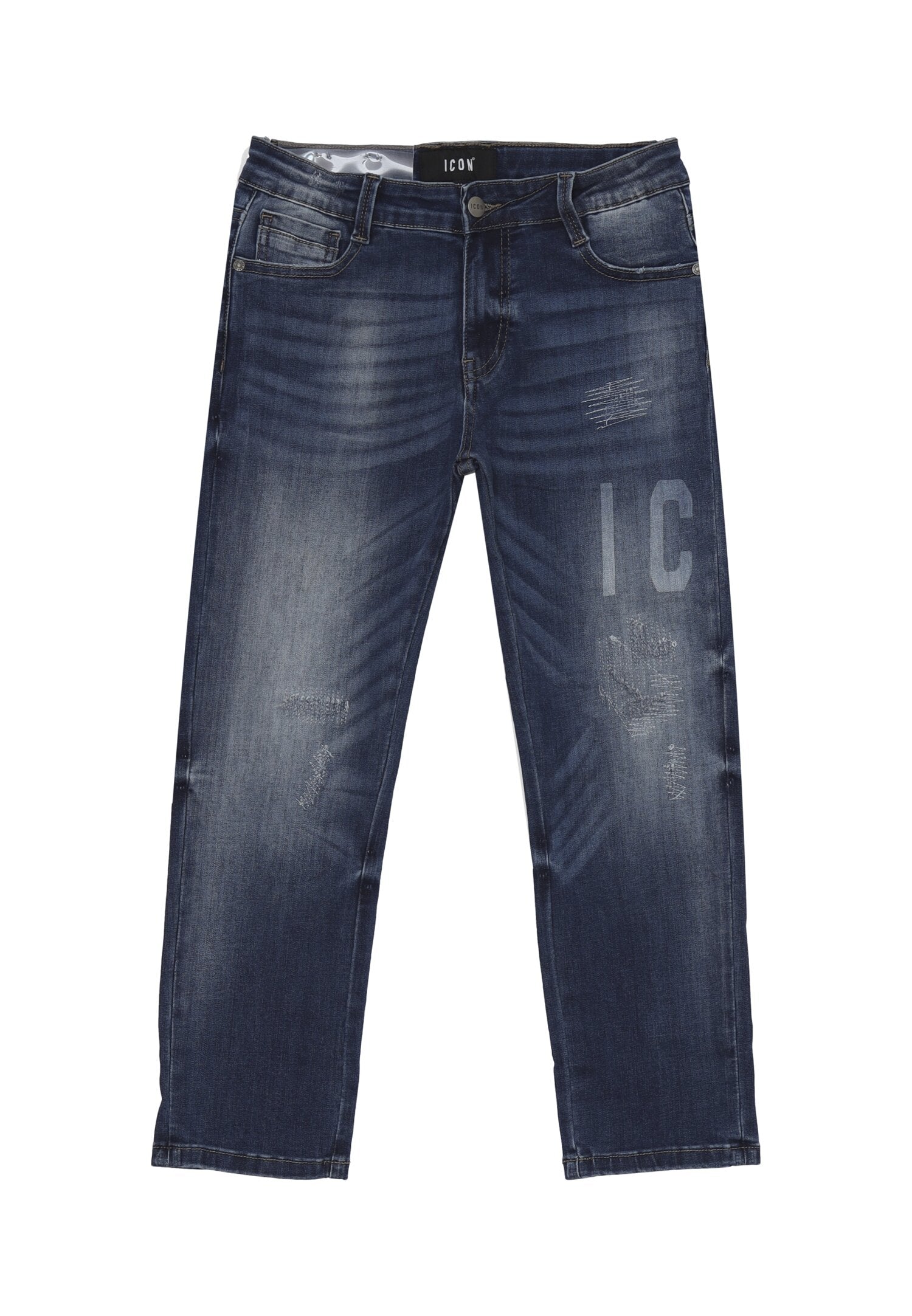 Icon Jeans Blu Denim Chiaro Bambino In Cotone Vita Regolabile Sportivo AI25