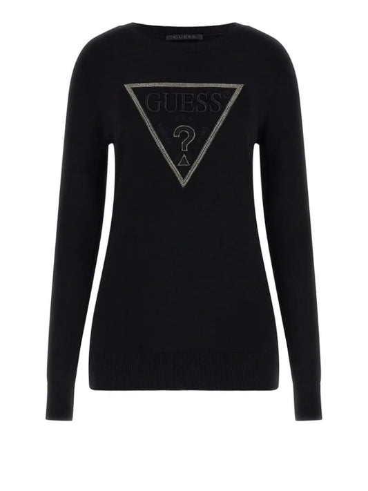 Guess maglia nera donna maxi logo