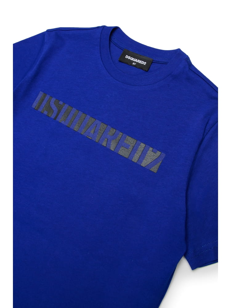 Dsquared t-shirt kids/junior in cotone bluette con logo Bambino