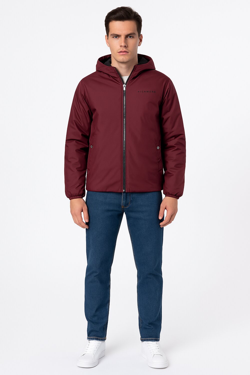 John Richmond Giubbotto Bordeaux Uomo In Nylon Reversibile Quotidiano AI25